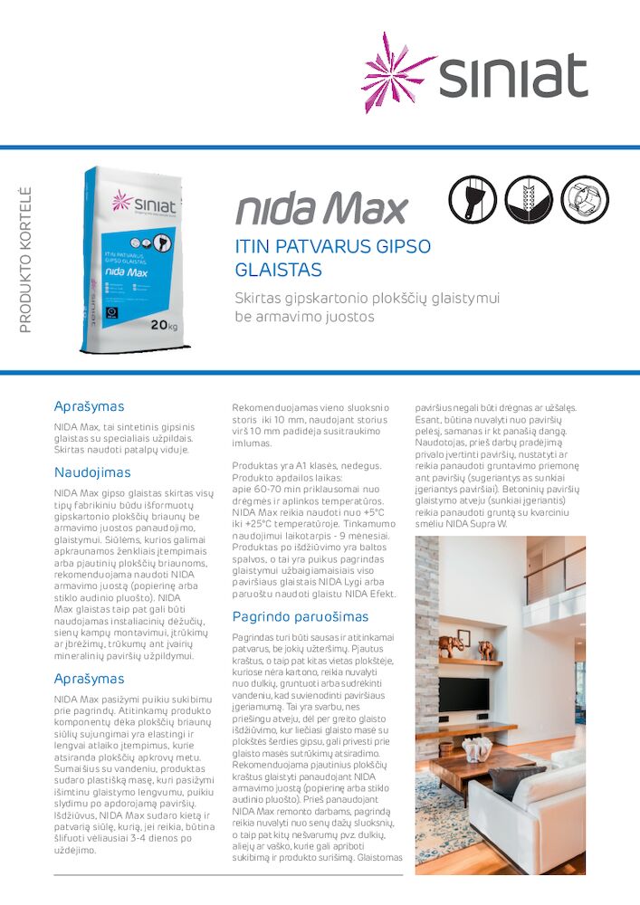 Siniat Nida MAX produktų katalogas