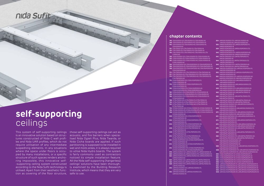 Savilaikės pakabinamos lubos Siniat 07 Nida Sufit self-supporting ceilings 2024 EN v3